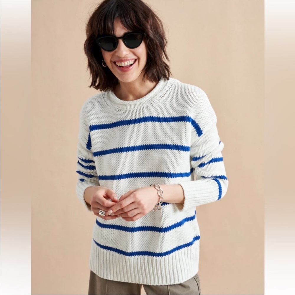 La Ligne Marina White and Blue Striped Sweater